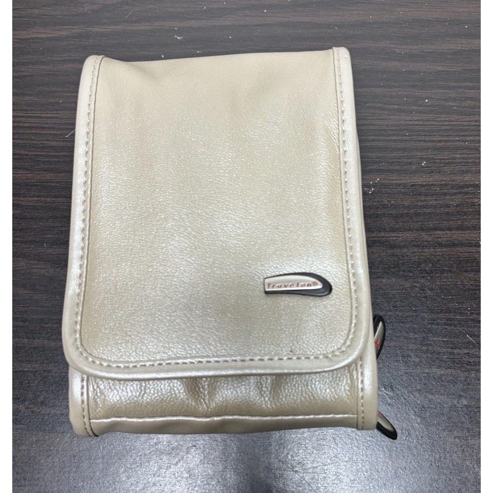 Travelon Leather Cross Body Bag purse Beige Pink long strap vacation travel